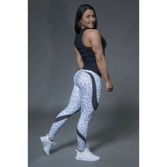 Violate the Dress Code White Leopard Leggings in White/Gray Size Small - Picture 2 of 6